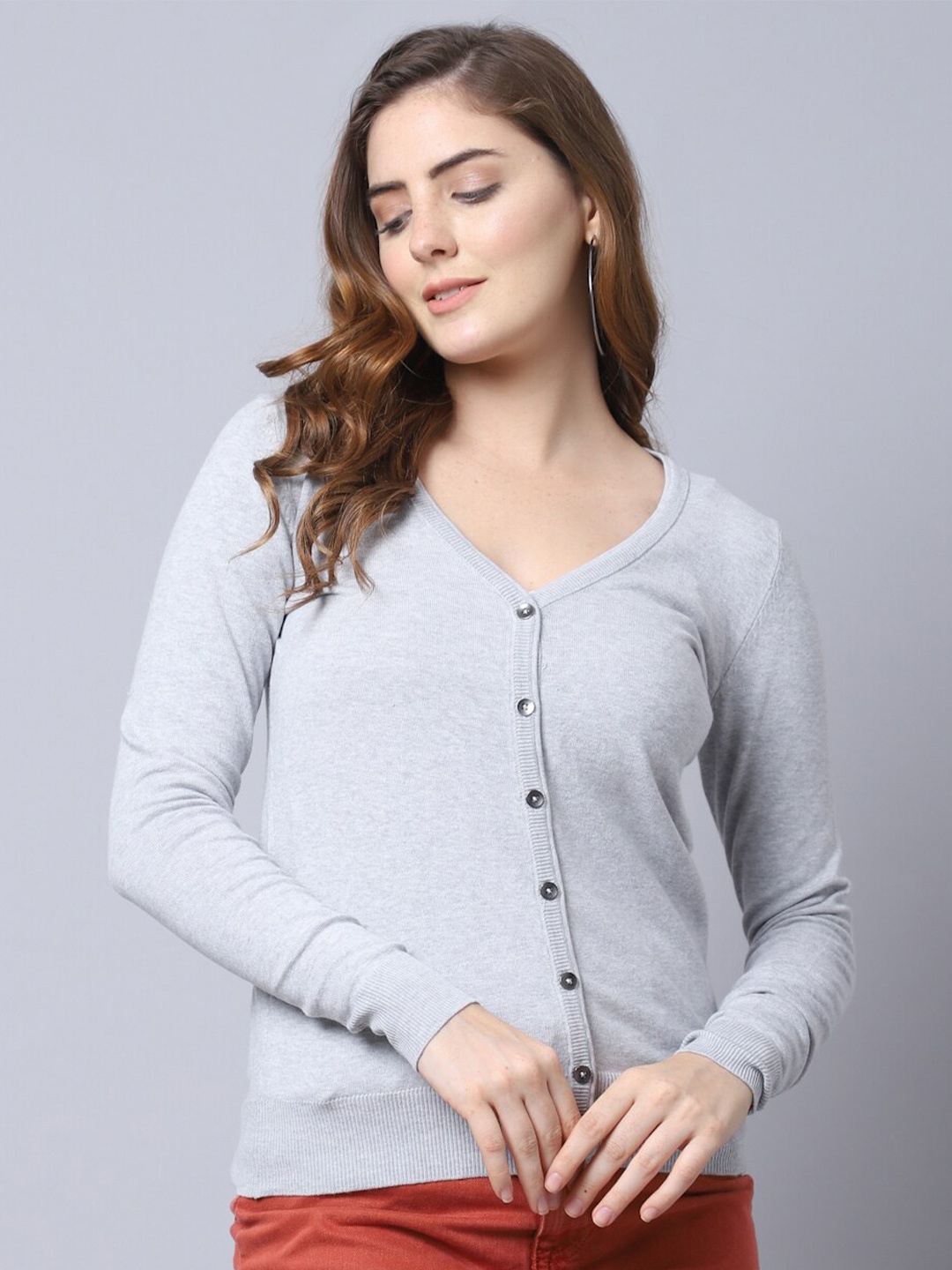 

GRACIT Women Woolen Cardigan, Grey