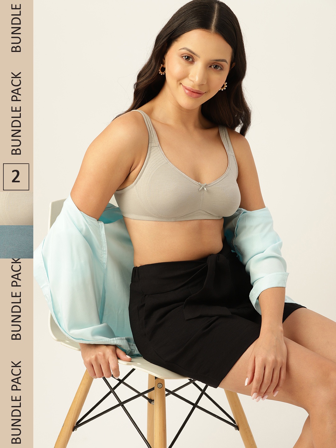 

DressBerry Pack of 2 Solid Everyday Bra, Grey