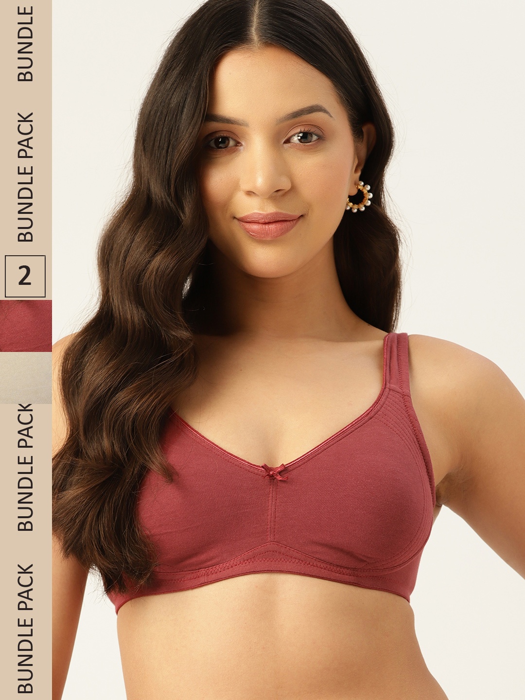 

DressBerry Pack of 2 Solid Everyday Bra, Red