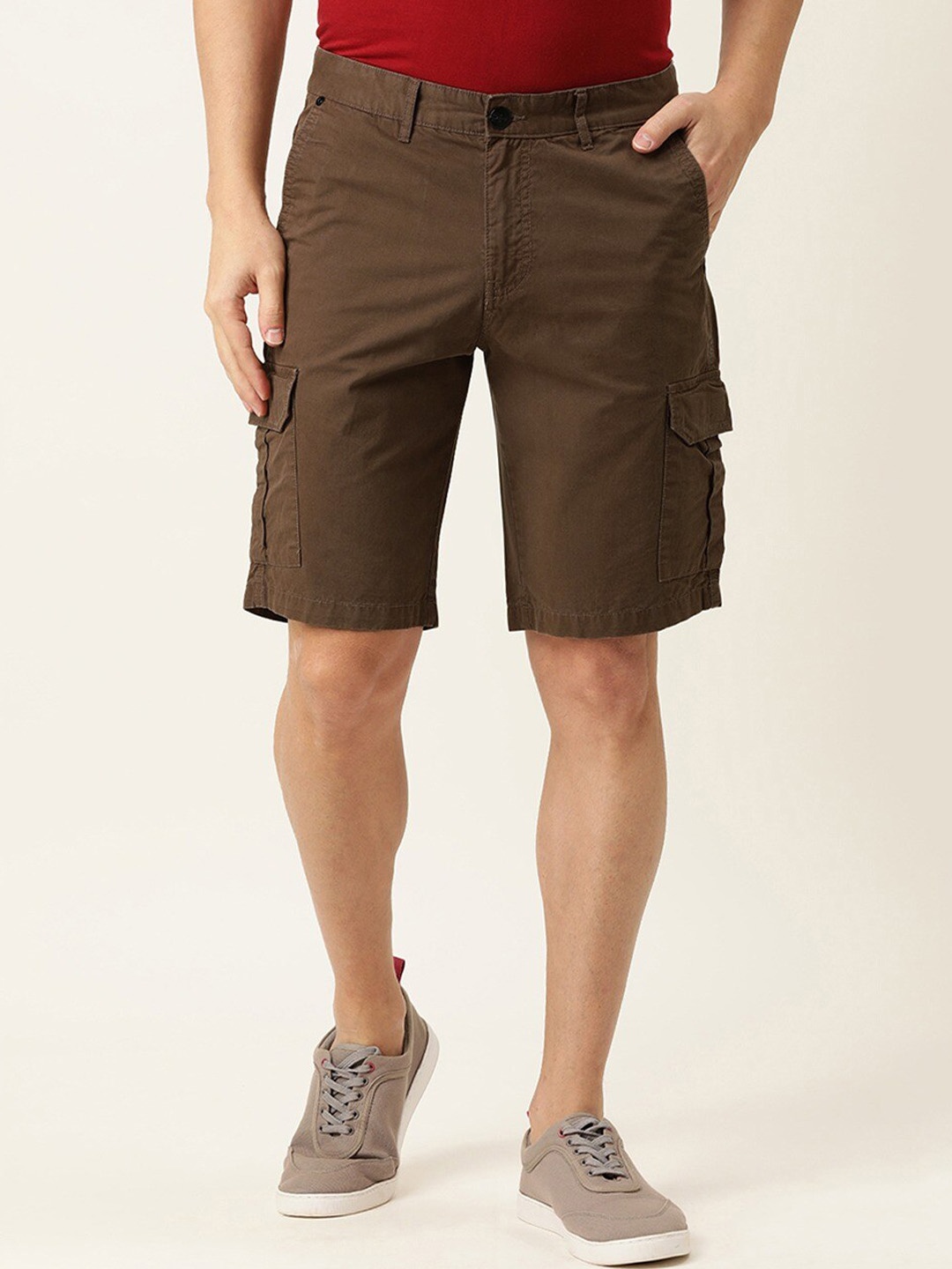 

IVOC Men Slim Fit Cotton Cargo Shorts, Brown