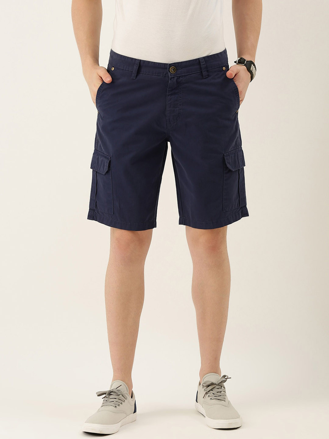 

IVOC Men Slim Fit Cotton Cargo Shorts, Navy blue