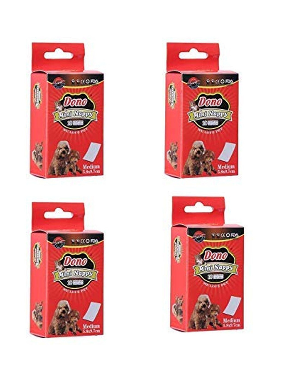 

Emily pets Set Of 4 Mini Absorbent Nappy Pet Diapers, White