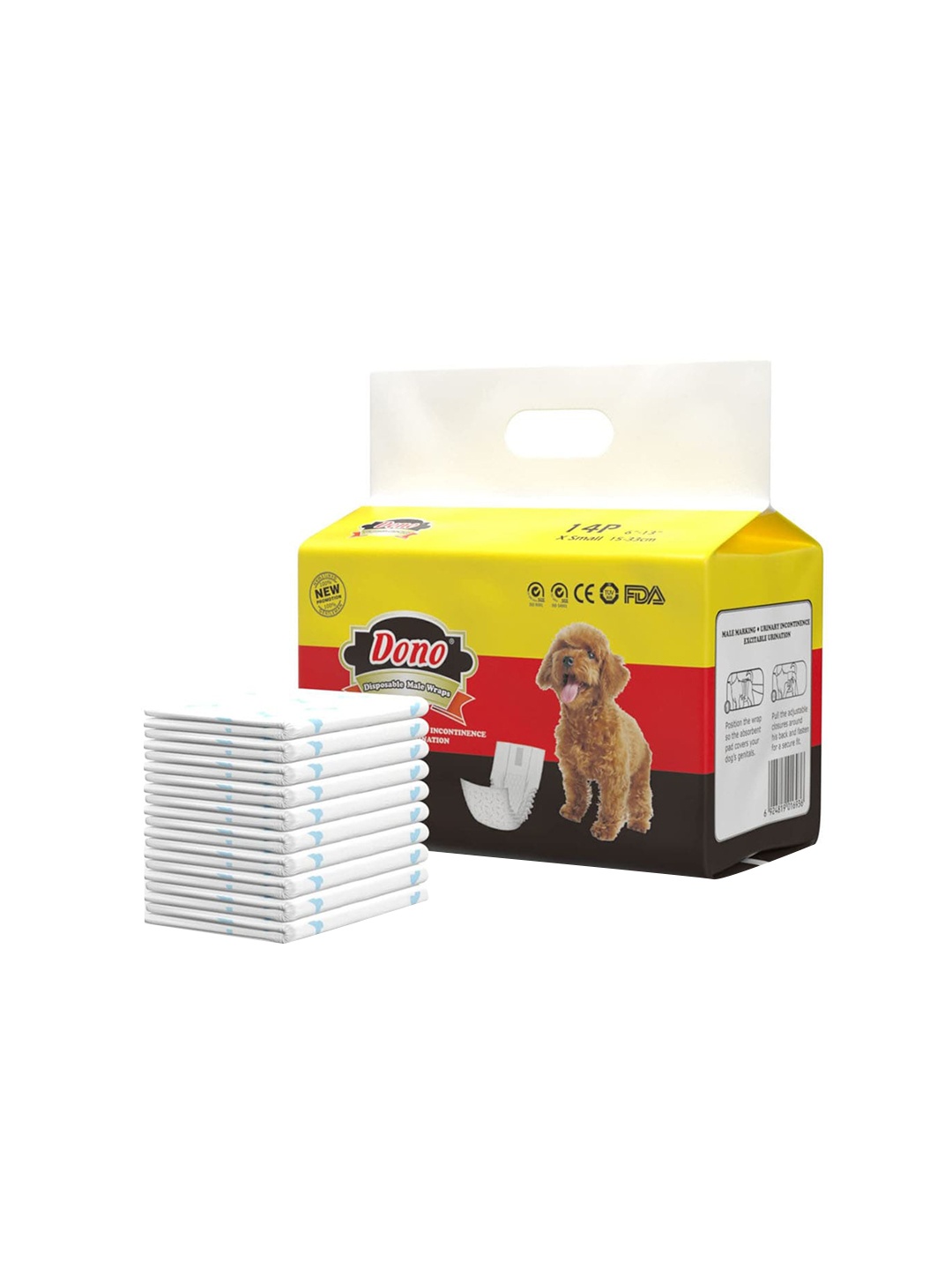 

Emily pets DONO 14 Pcs Disposable Super Absorbent Male Wraps, White