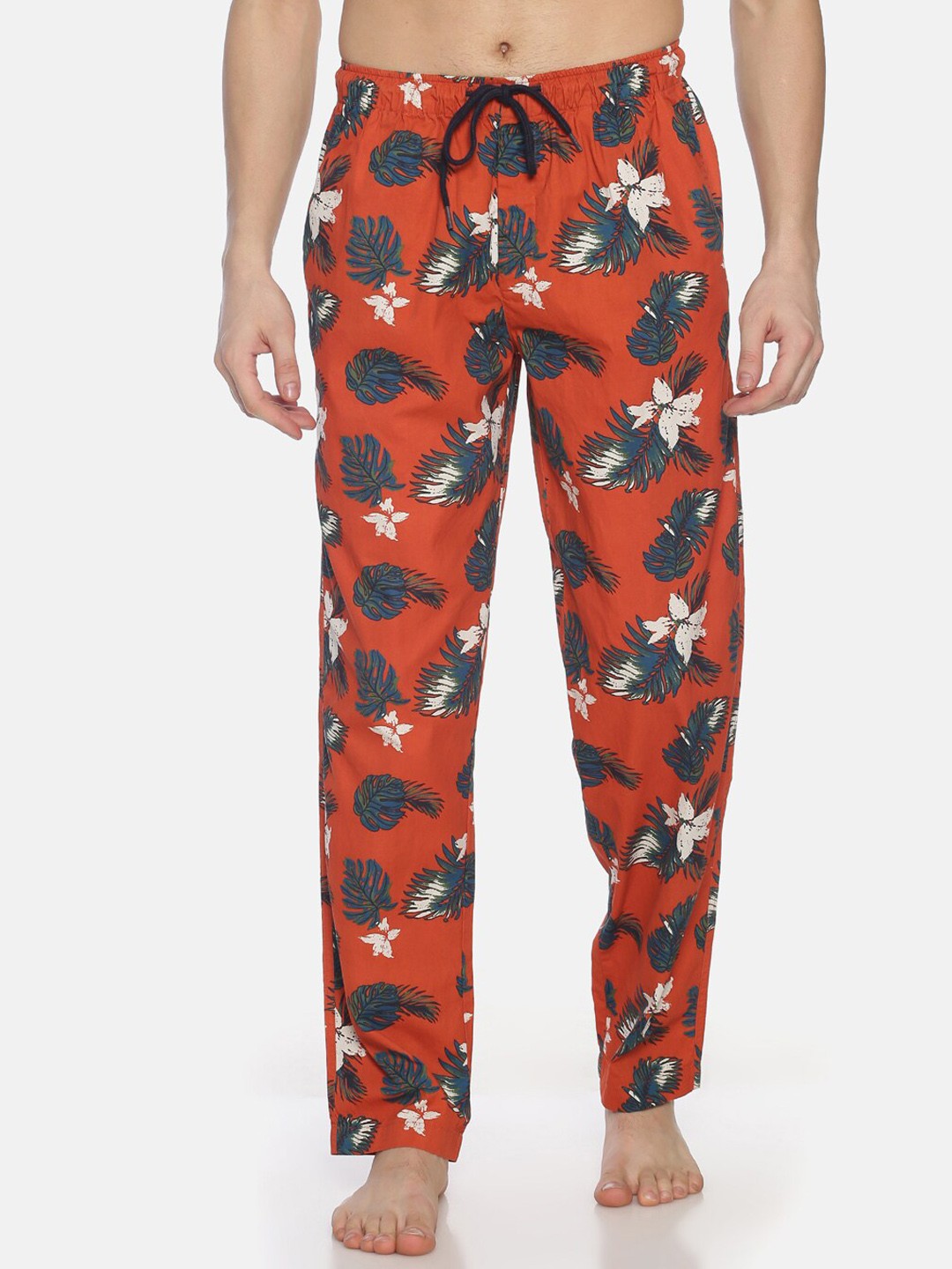 

Bene Kleed Men Printed Pure Cotton Anti Bacterial Lounge Pant, Rust