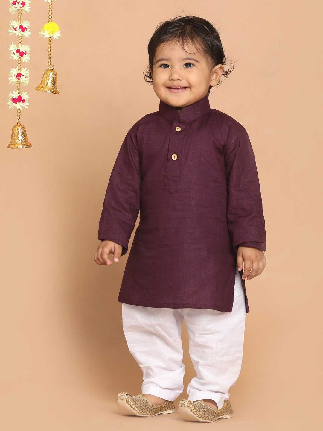 

VASTRAMAY SISHU Boys Mandarin Collar Cotton Kurta, Purple