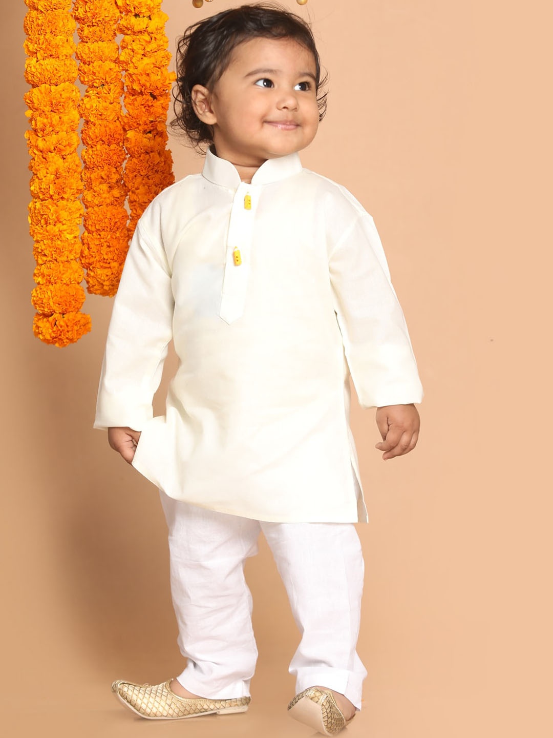 

VASTRAMAY SISHU Boys Mandarin Collar Cotton Kurta, Cream