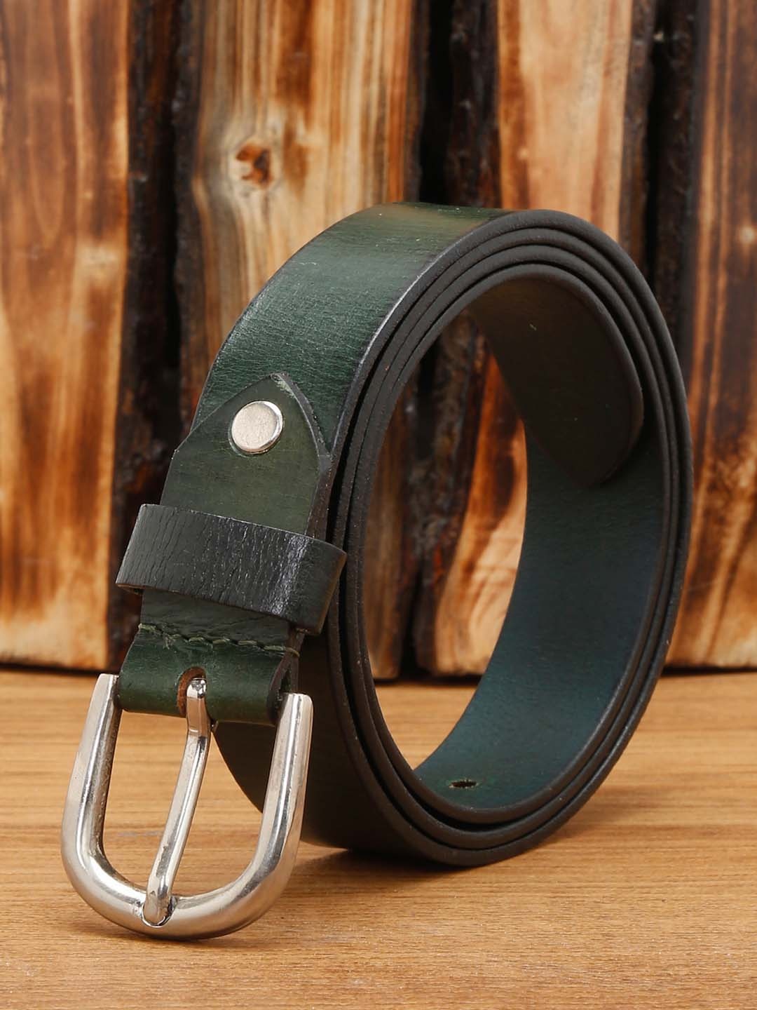 

LOUIS STITCH Men Premium Leather Casual Belt, Green