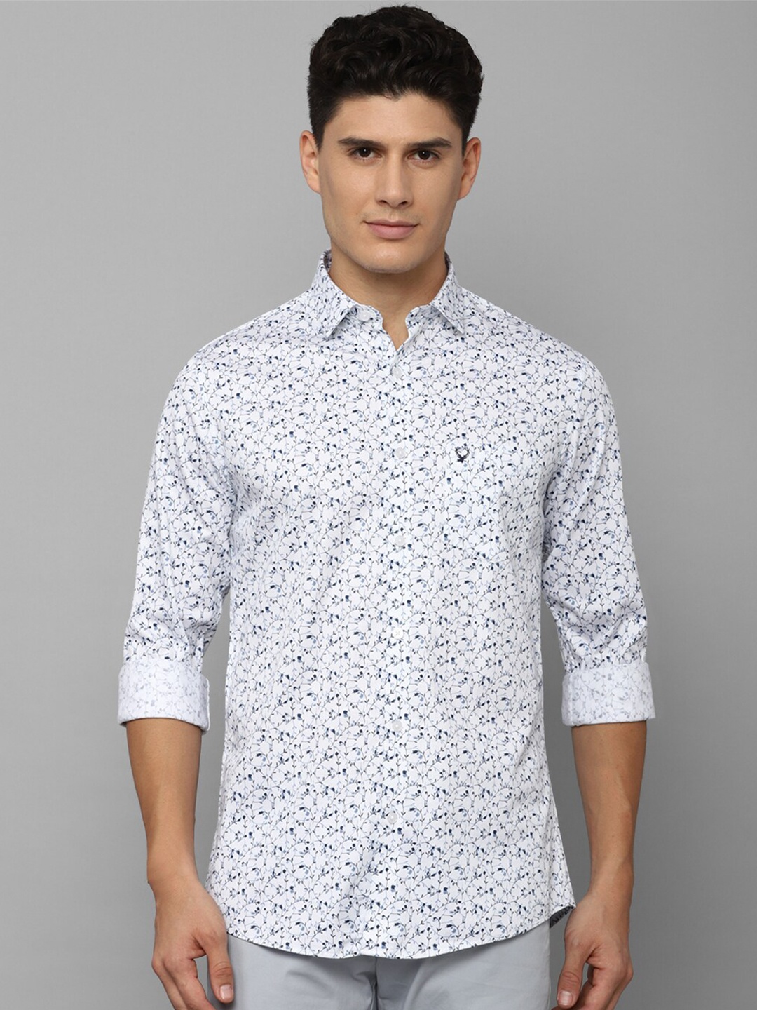 

Allen Solly Men Slim Fit Floral Printed Cotton Casual Shirt, White