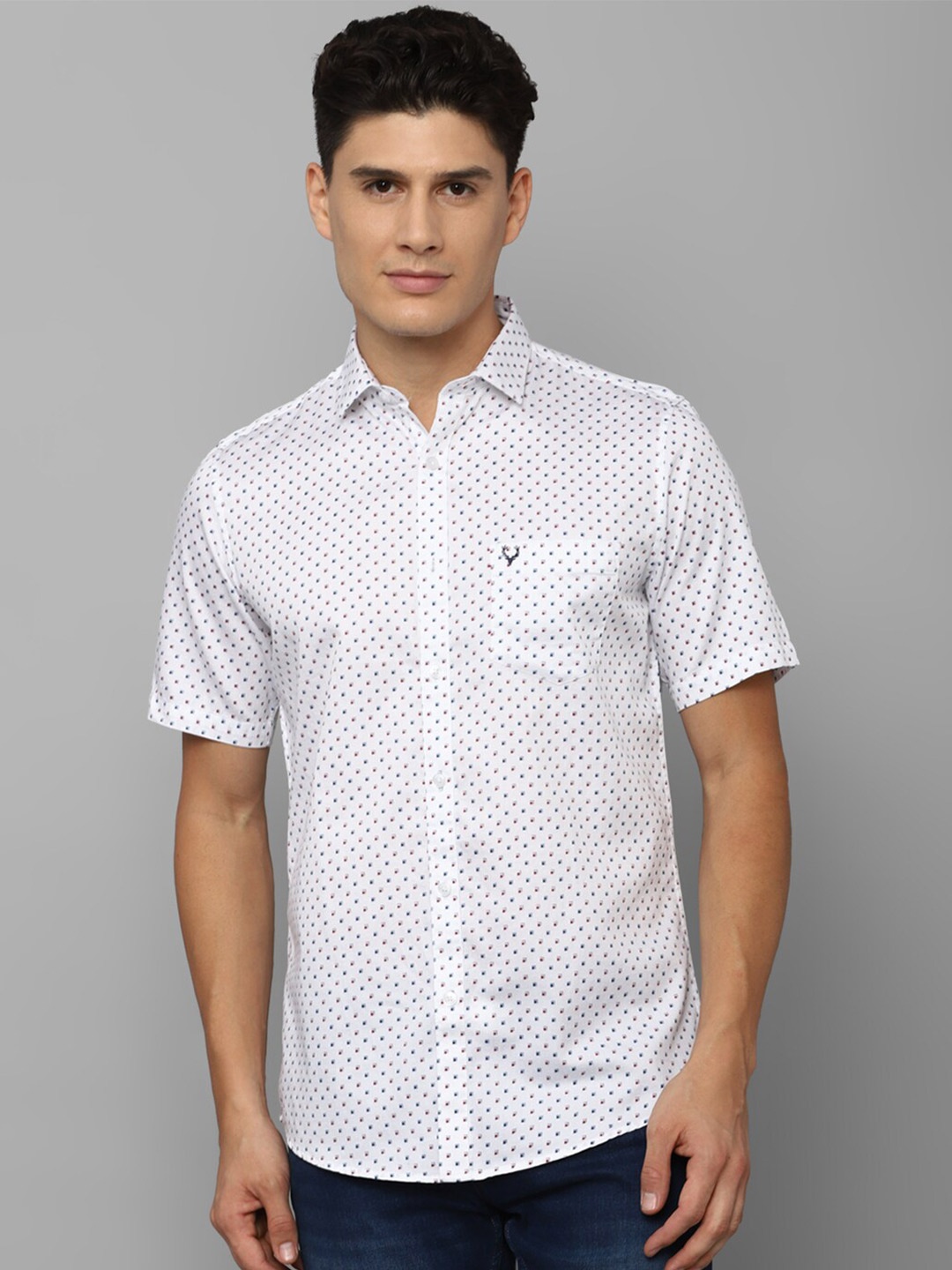 

Allen Solly Men Slim Fit Printed Casual Cotton Shirt, White