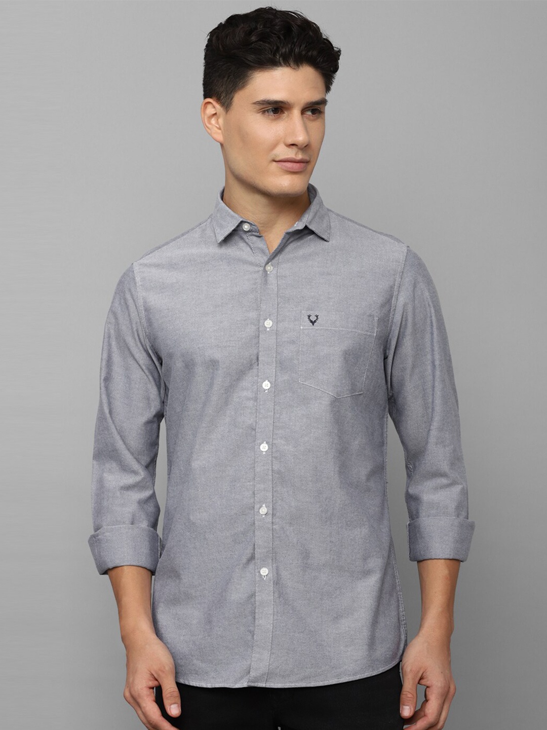 

Allen Solly Men Spread Collar Slim Fit Casual Cotton Shirt, Grey