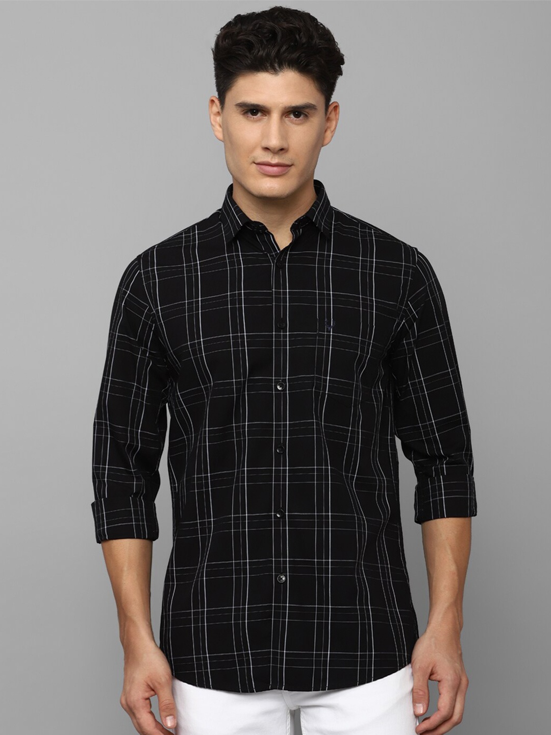 

Allen Solly Men Slim Fit Tartan Checked Casual Cotton Shirt, Black