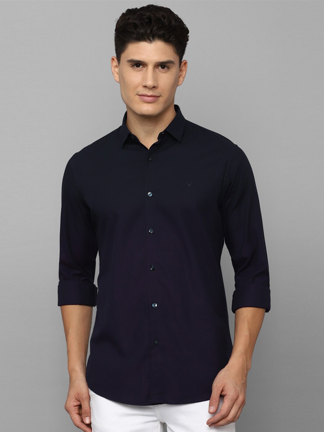 

Allen Solly Men Slim Fit Casual Cotton Shirt, Navy blue