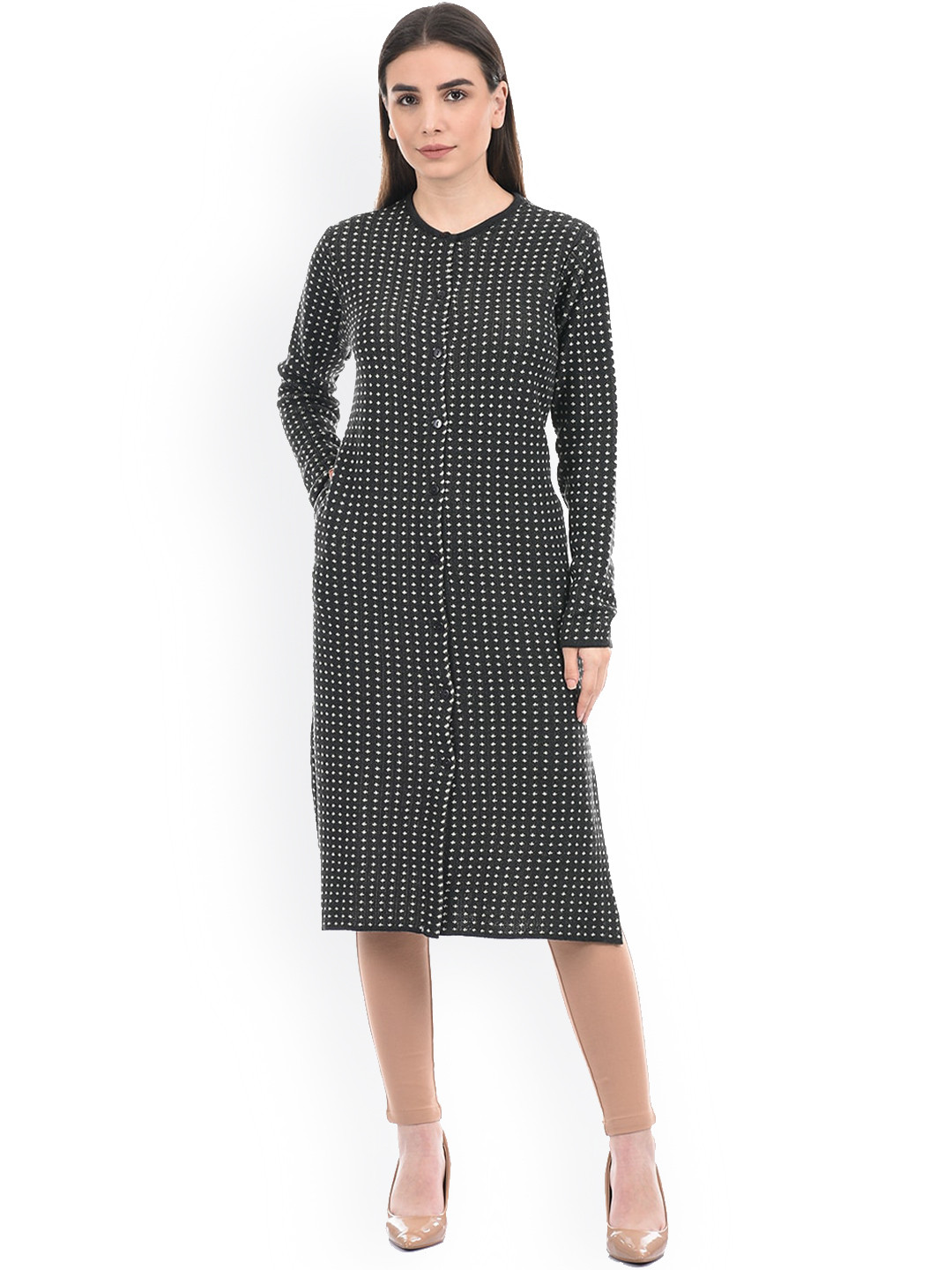 

American Eye Women Checked Kurta, Grey