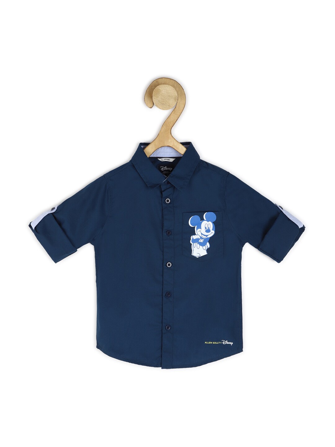 

Allen Solly Junior Boys Slim Fit Mickey Mouse Printed Casual Cotton Shirt, Navy blue