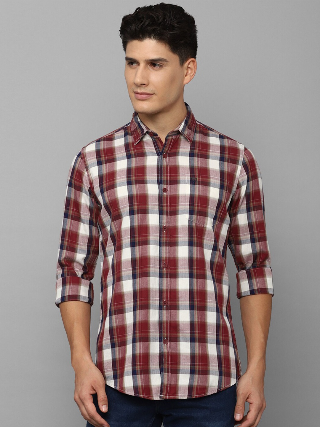 

Allen Solly Sport Men Tartan Checked Casual Pure Cotton Shirt, Maroon