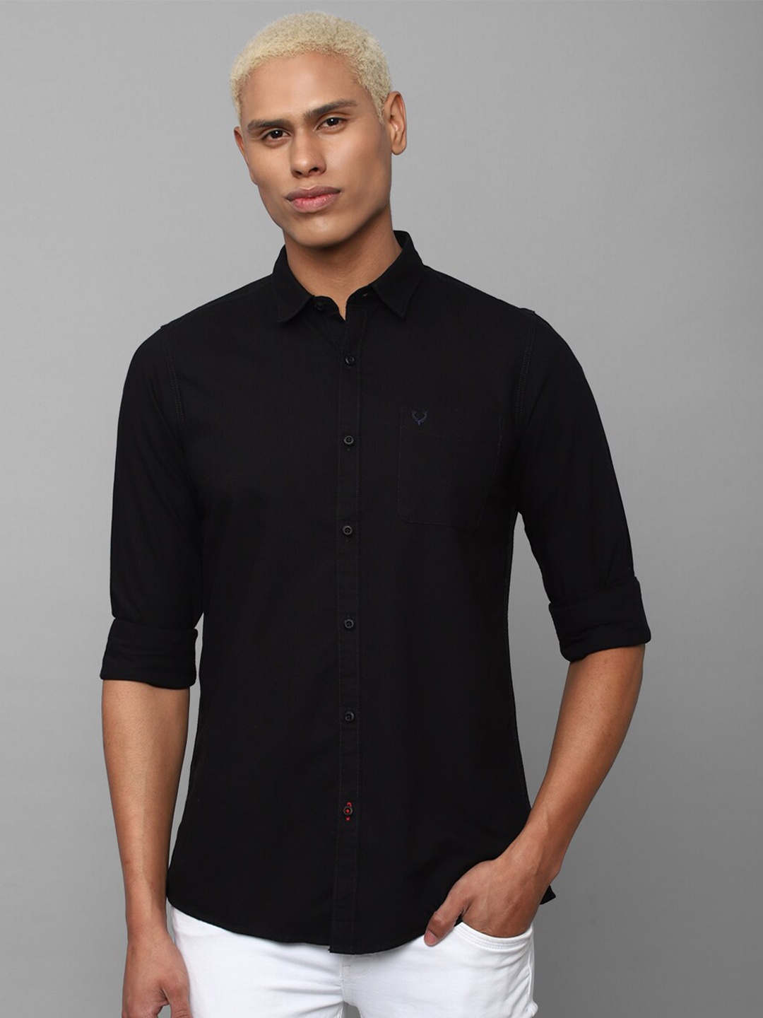 

Allen Solly Sport Men Plus Size Long Sleeves Pure Cotton Casual Shirt, Black