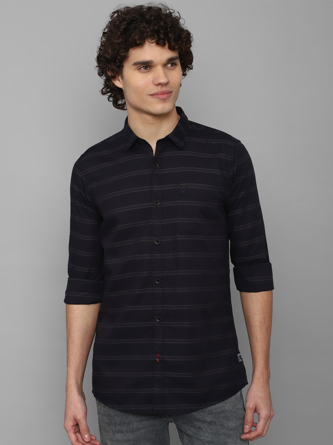 

Allen Solly Sport Men Plus Size Horizontal Stripes Pure Cotton Casual Shirt, Black