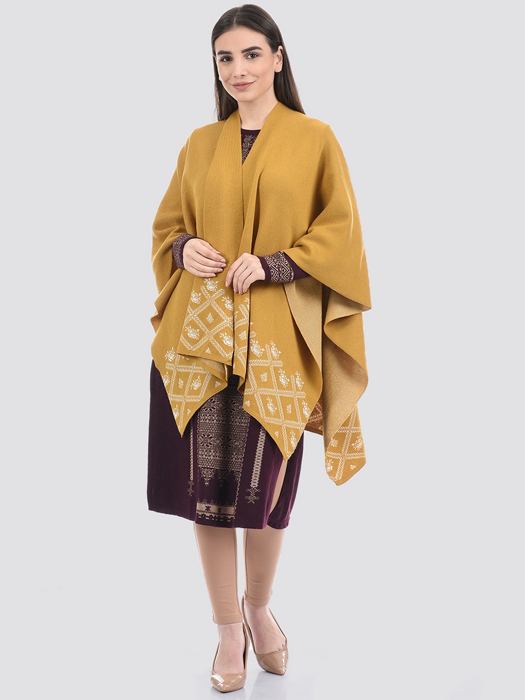 

American Eye Women Printed Shrug, Yellow