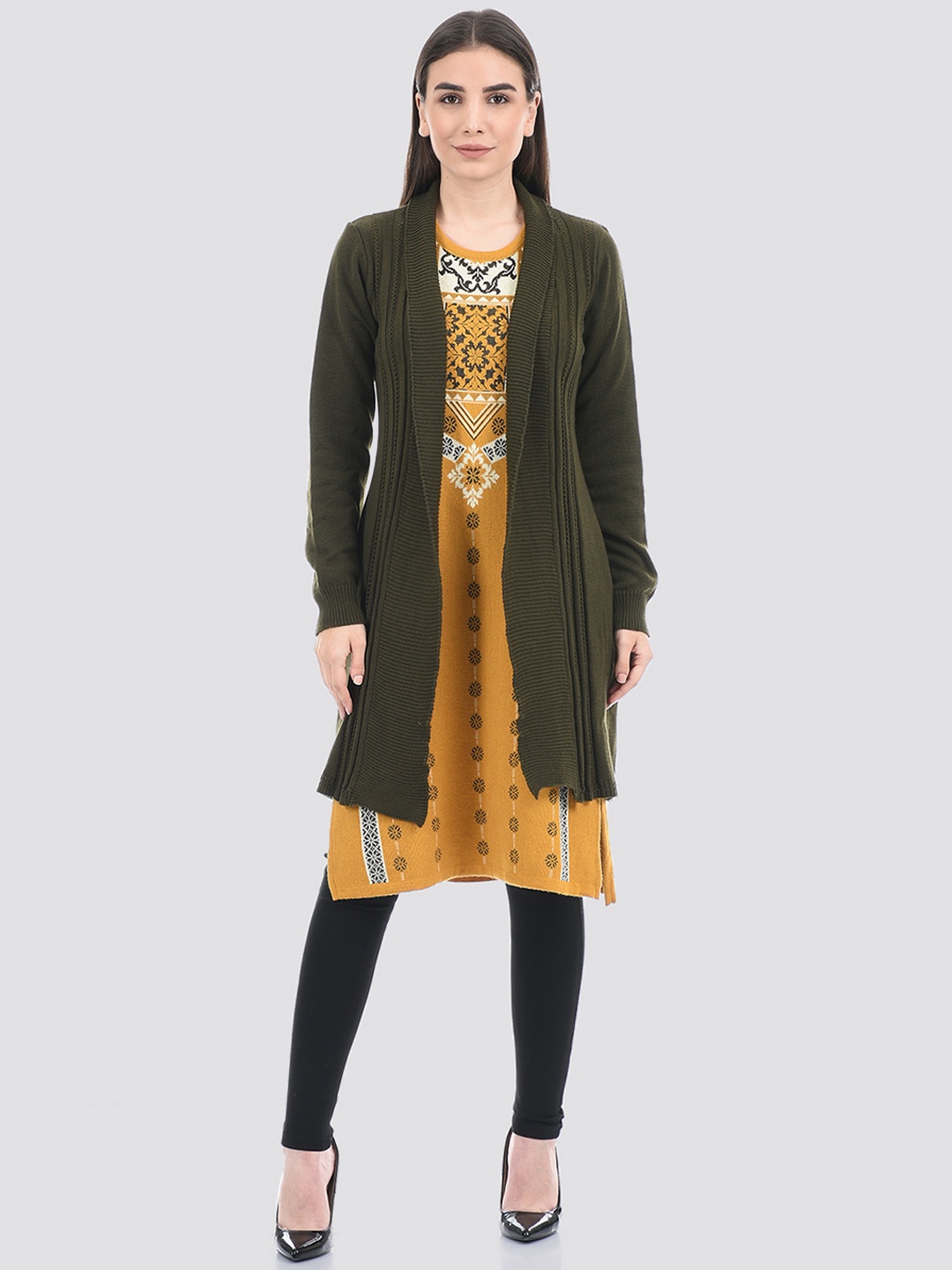 

American Eye Women Longline Shrug, Green