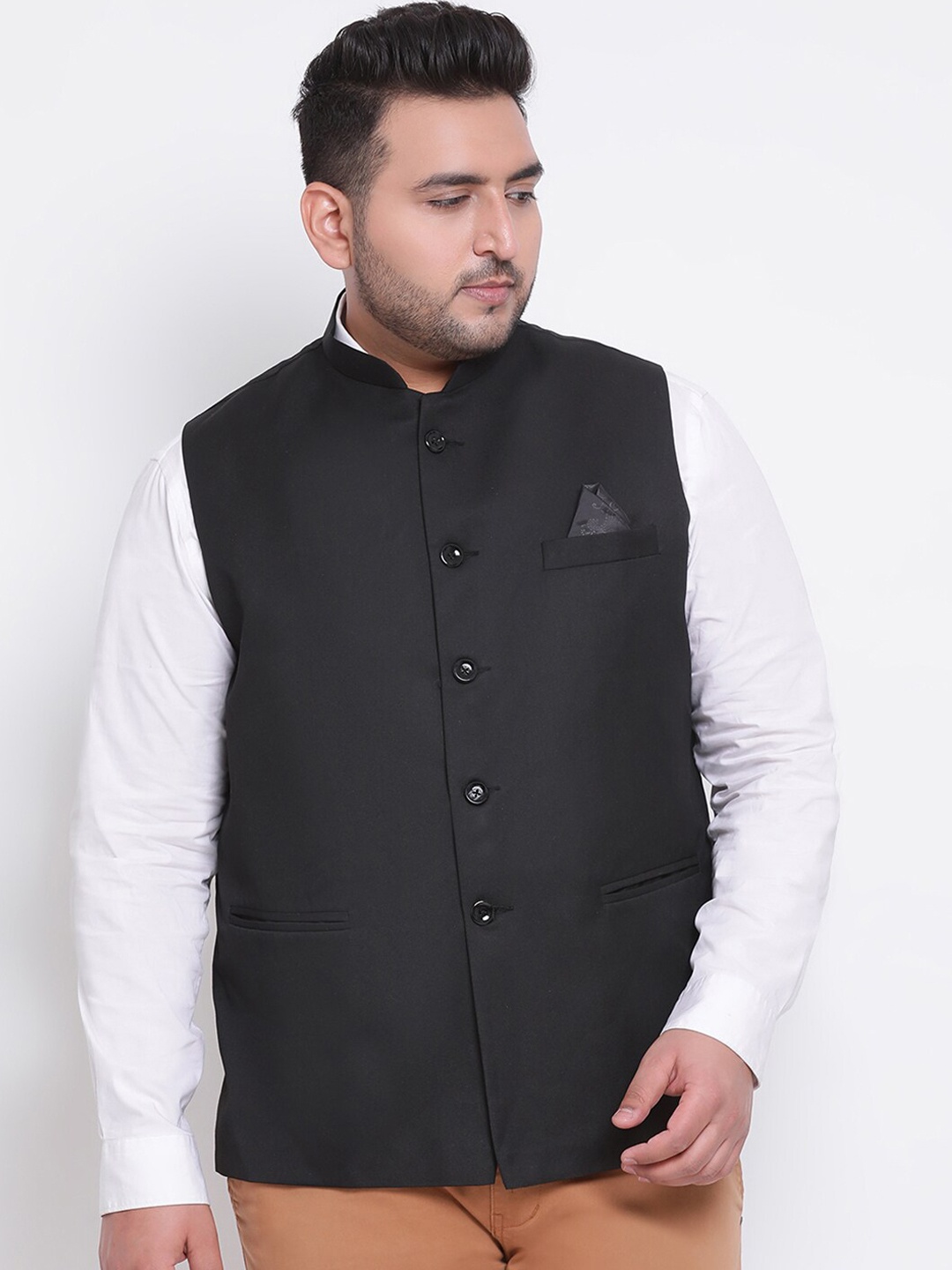 

hangup plus Men Woven Nehru Jacket, Black