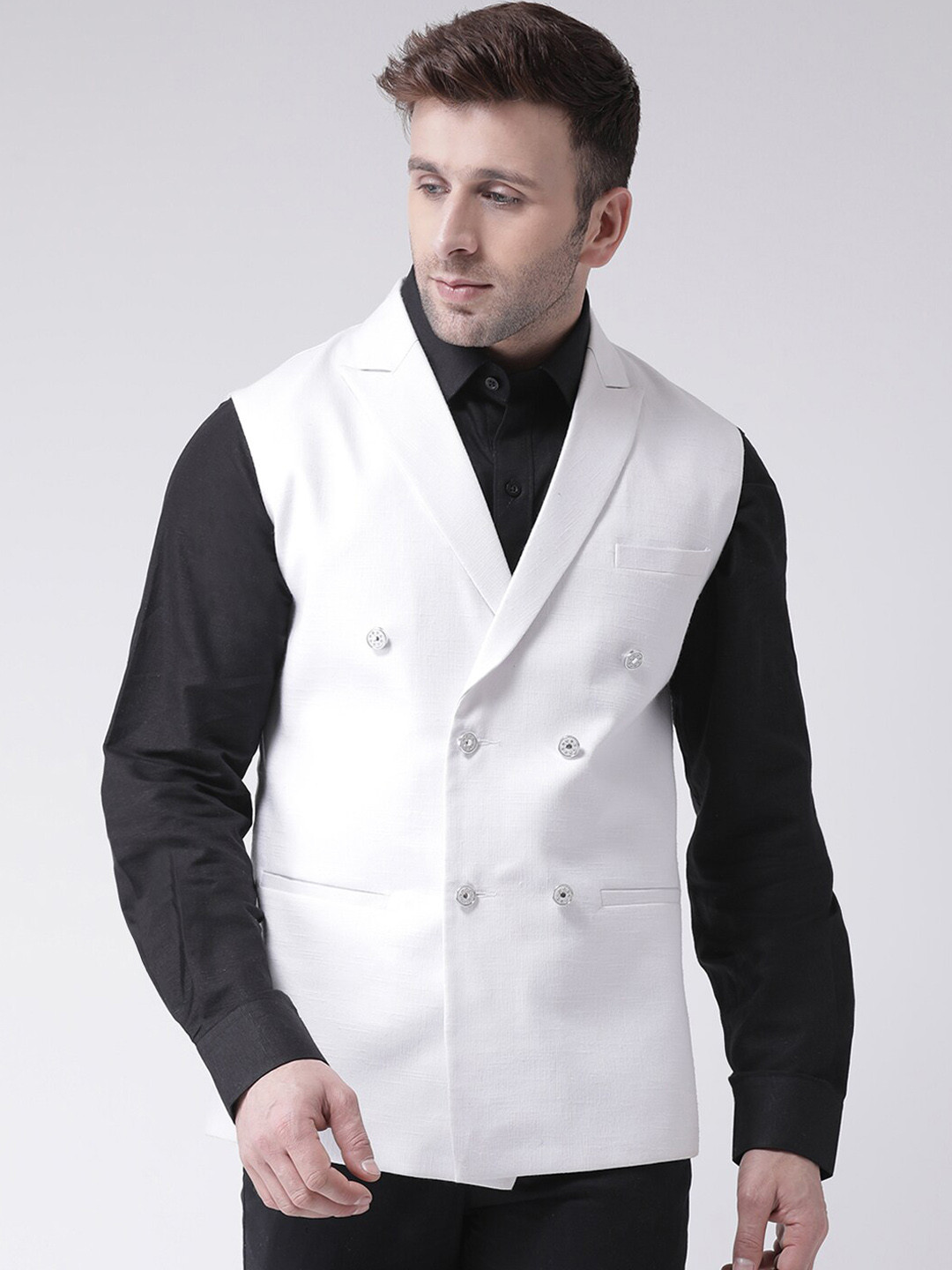 

hangup plus Men Sleeveless Nehru Jackets, White