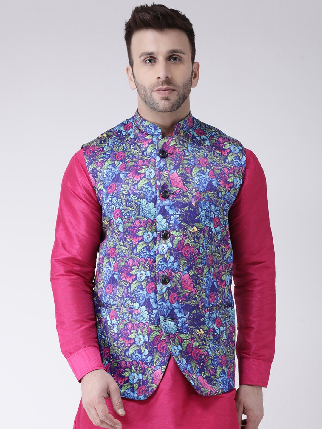 

hangup plus Men Printed Nehru Jackets, Purple