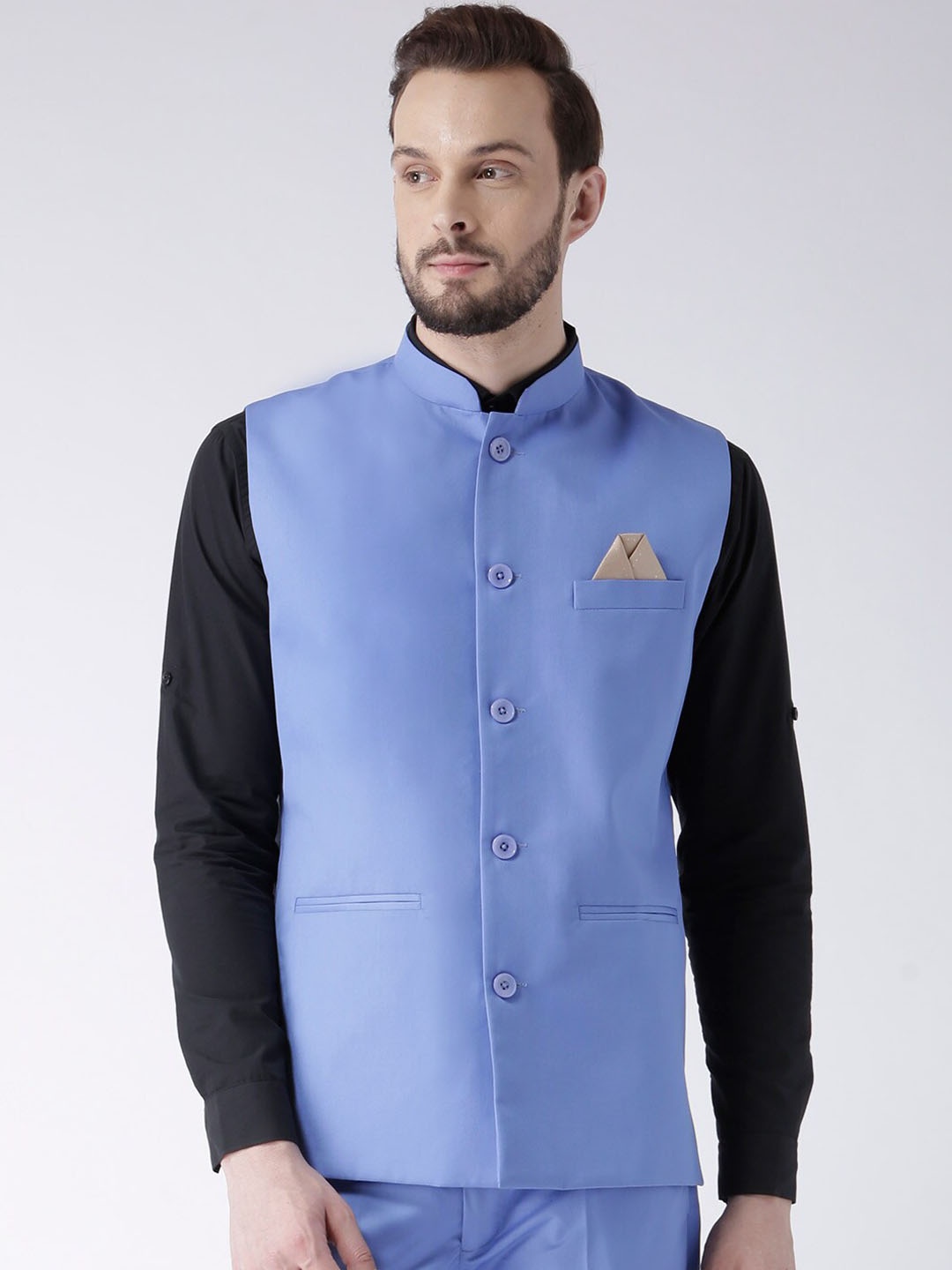 

hangup plus Men Mandarin Collar Nehru Jacket, Blue