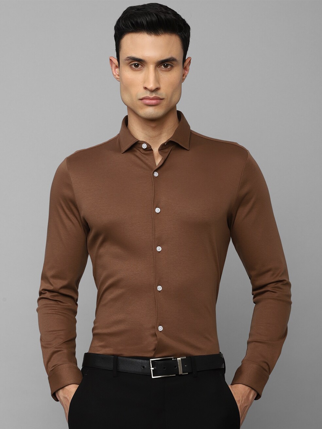 

Louis Philippe Men Slim Fit Formal Cotton Shirt, Brown