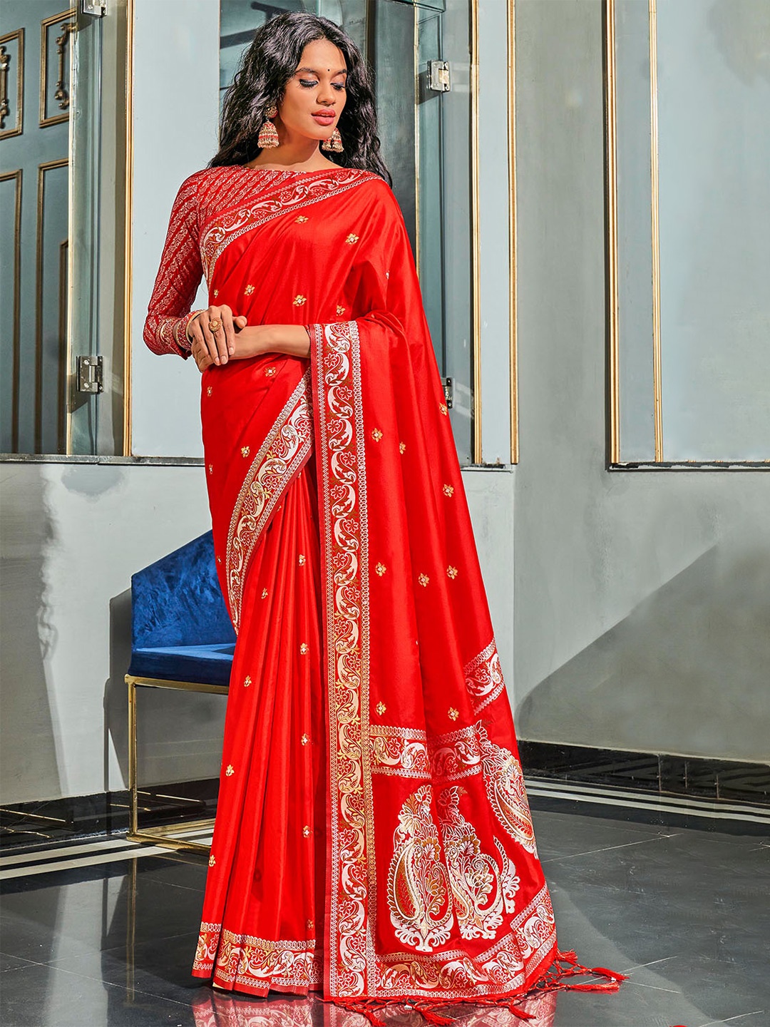

KARAGIRI Woven Design Zari Organza Saree, Pink