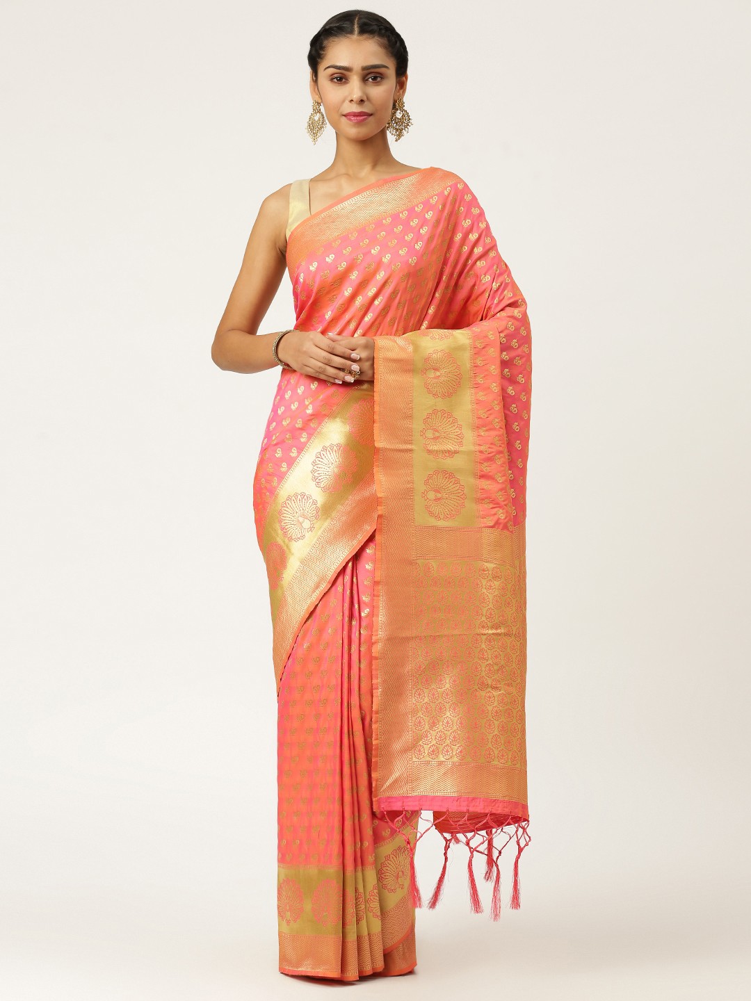 

KARAGIRI Floral Zari Patola Saree, Pink