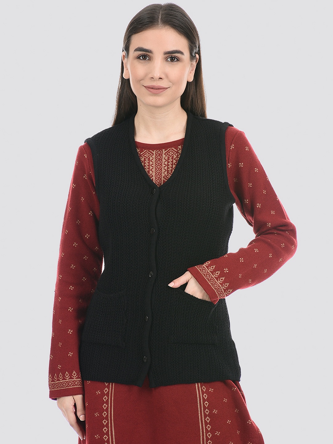 

American Eye Women Cable Knit Acrylic Sweater Vest, Black