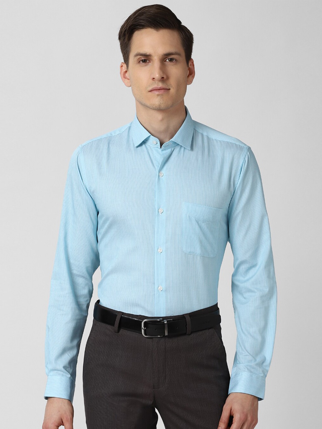 

Peter England Men Striped Formal Shirt, Blue