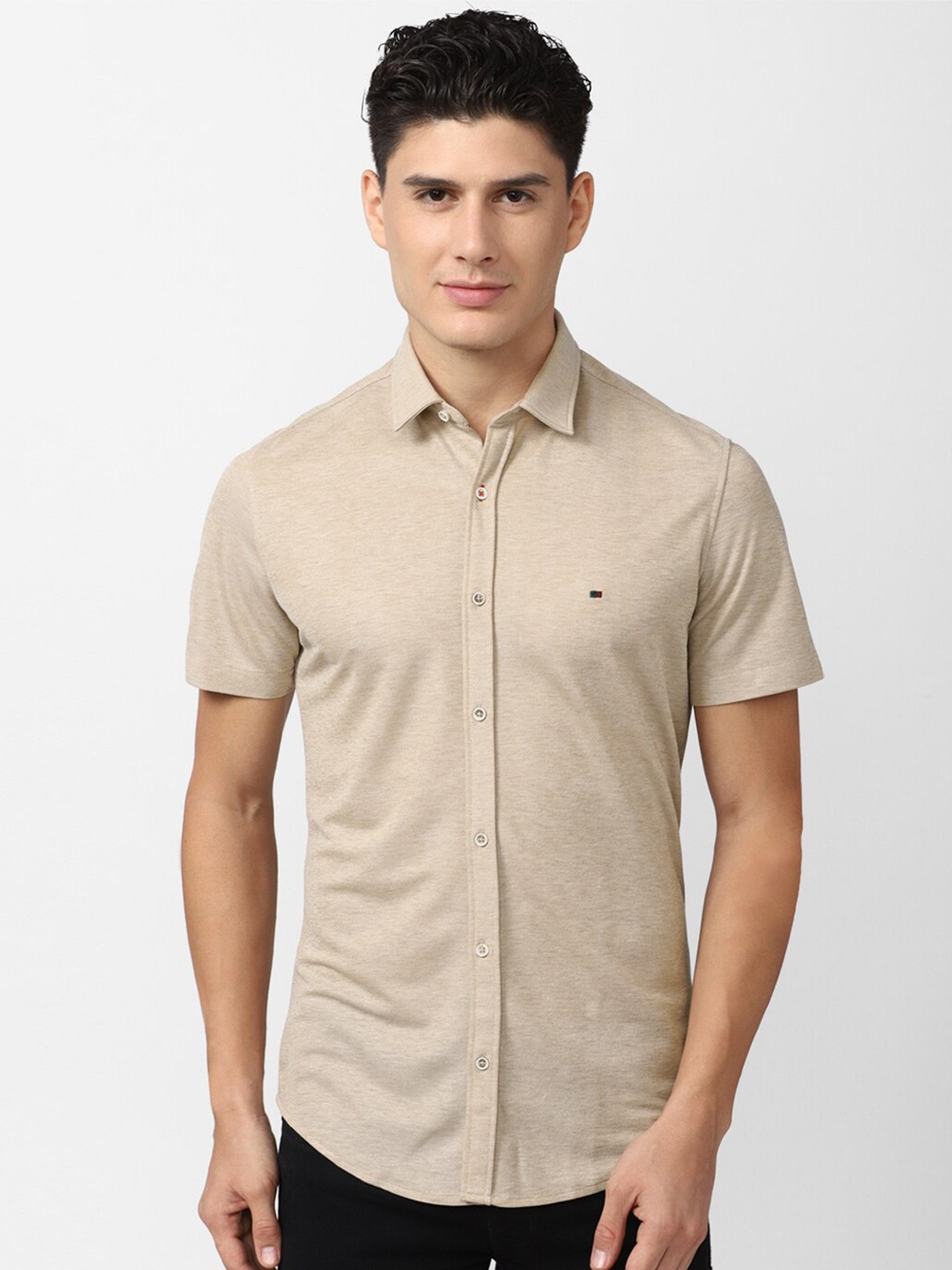 

Peter England Casuals Men Slim Fit Casual Shirt, Beige