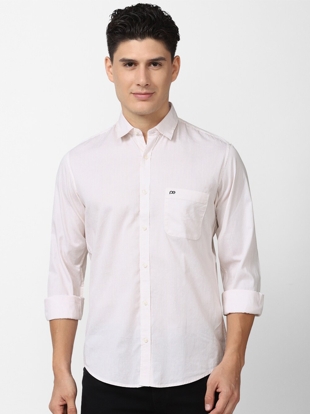 

Peter England Casuals Men Slim Fit Casual Shirt, Cream