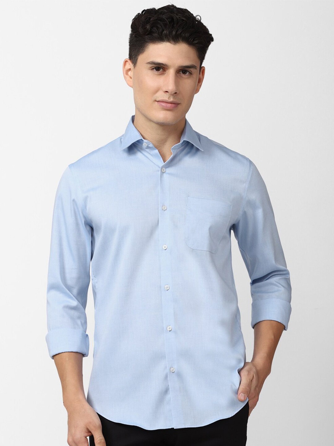 

Peter England Casuals Men Slim Fit Casual Cotton Shirt, Blue
