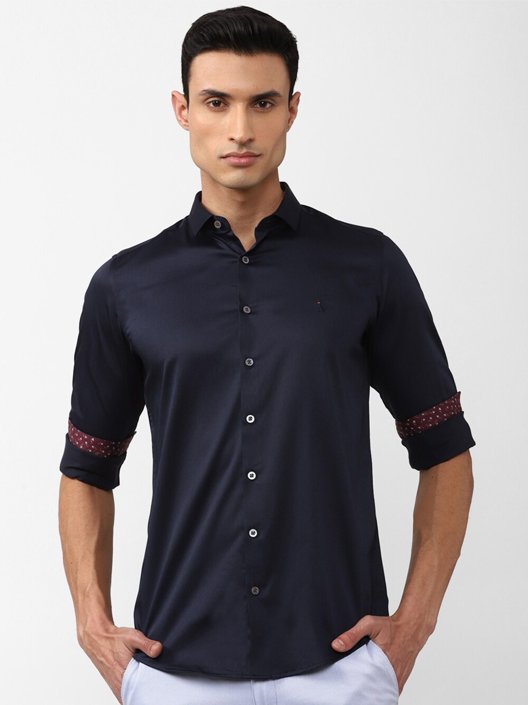 

SIMON CARTER LONDON Men Slim Fit Casual Pure Cotton Shirt, Navy blue