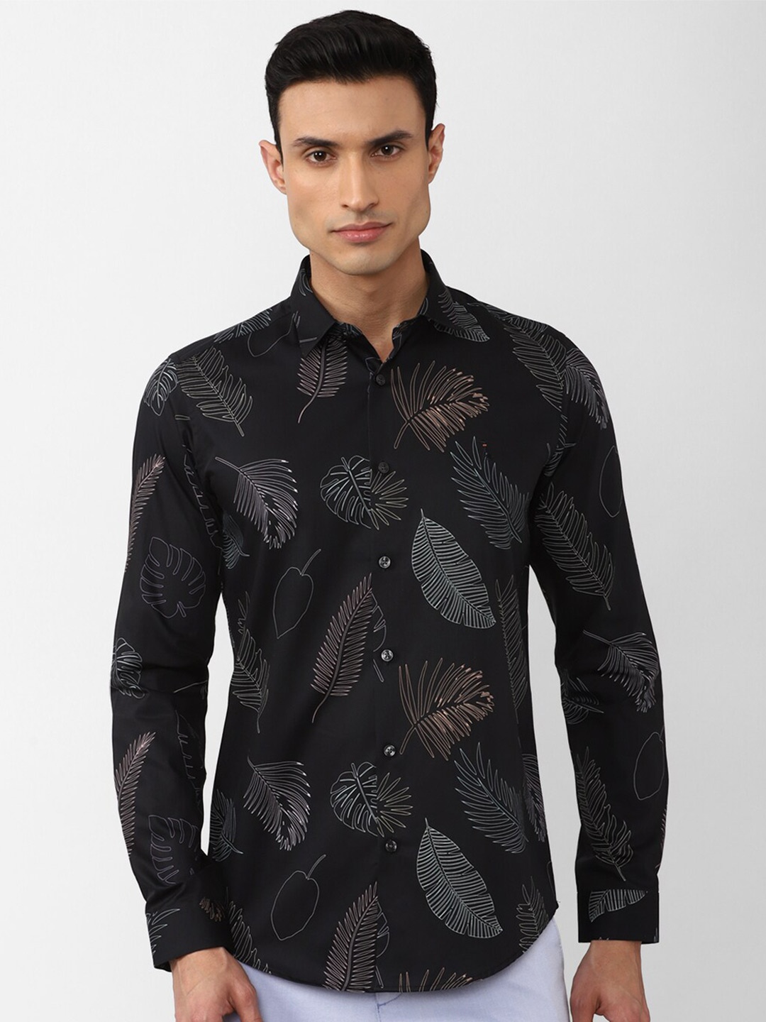 

SIMON CARTER LONDON Men Slim Fit Printed Casual Pure Cotton Shirt, Black