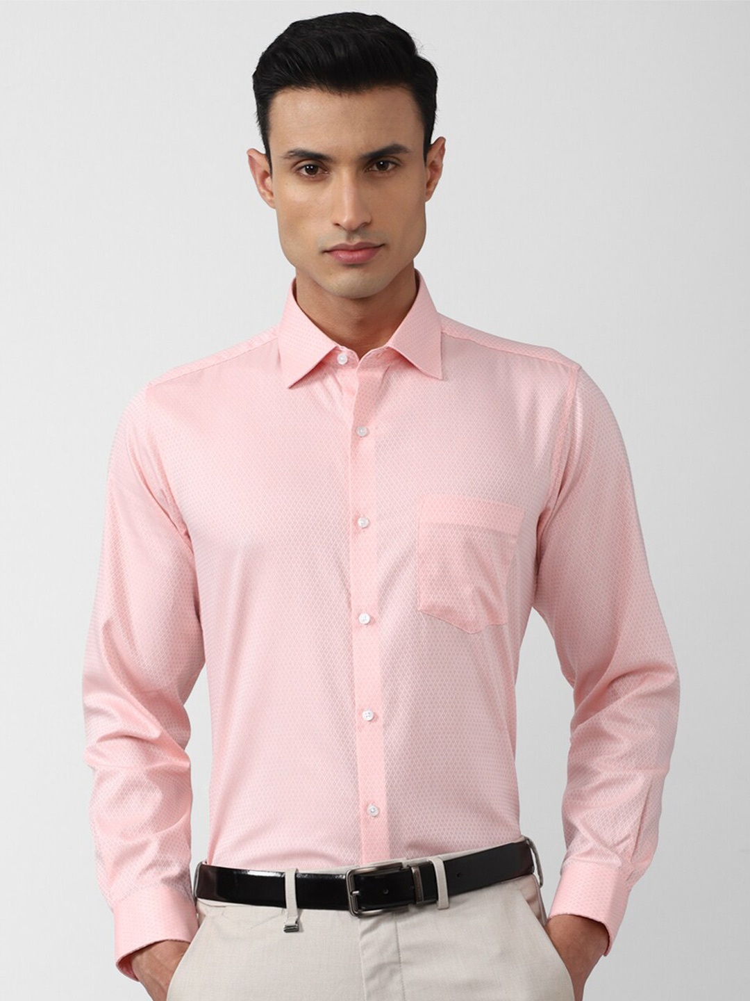 

Van Heusen Men Textured Formal Cotton Shirt, Pink