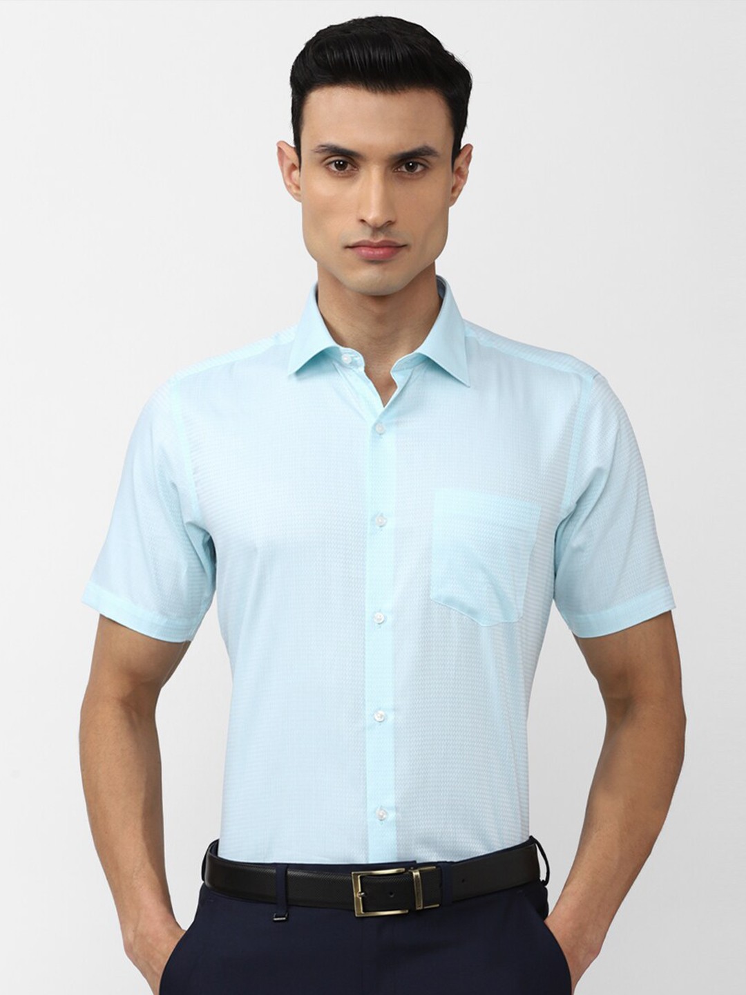 

Van Heusen Short Sleeves Formal Cotton Shirt, Blue