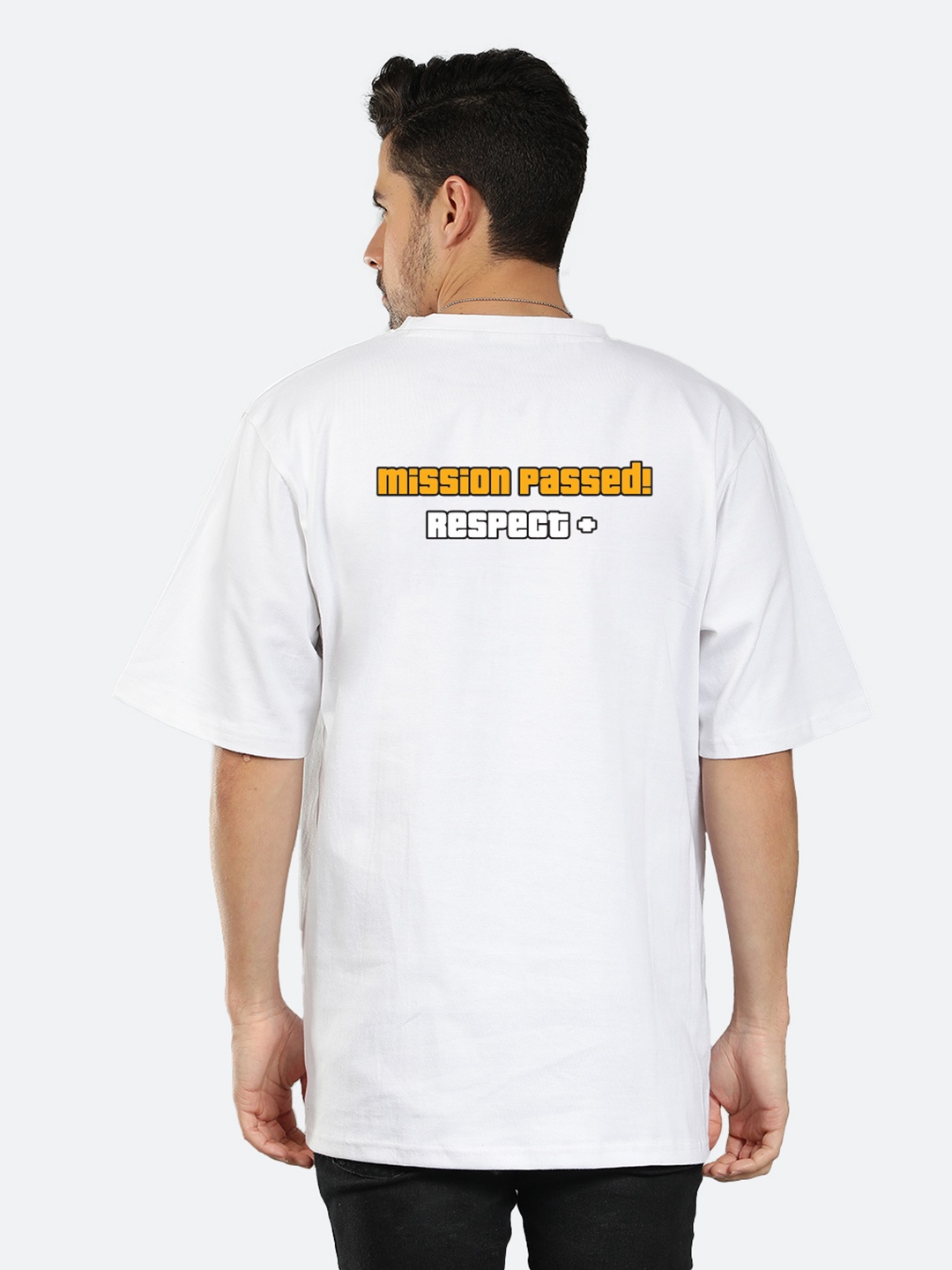 

Mad Over Print Men Typography Printed Loose Cotton T-shirt, White