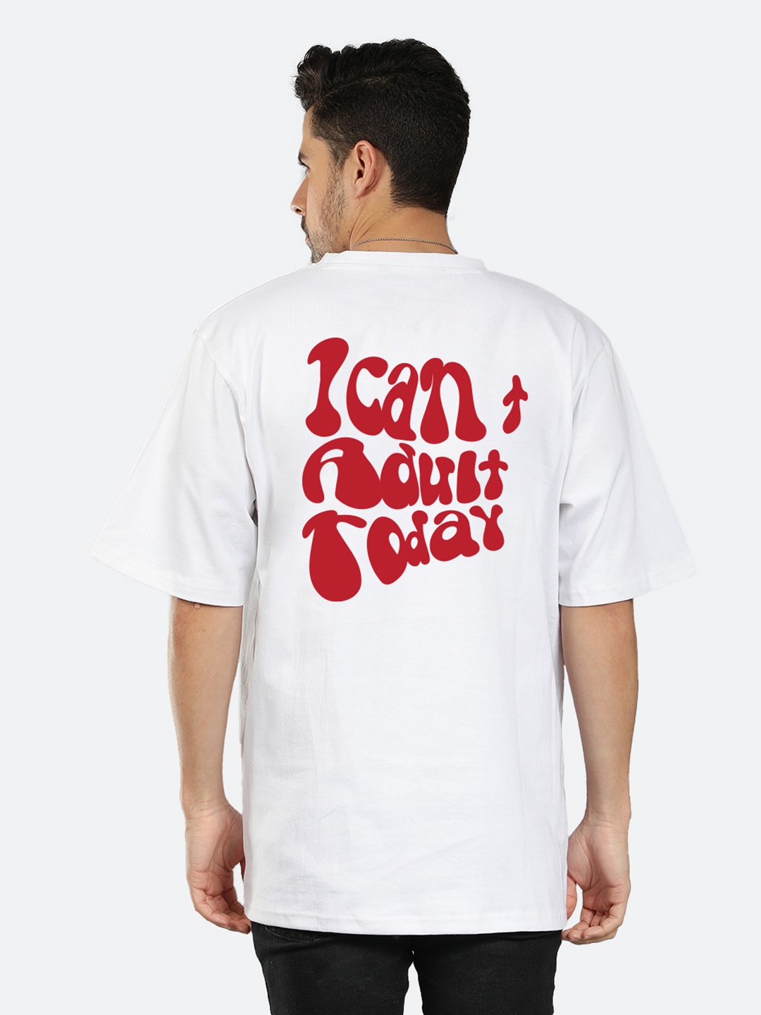 

Mad Over Print Men Cotton Typography Printed Round Neck T-shirt, White