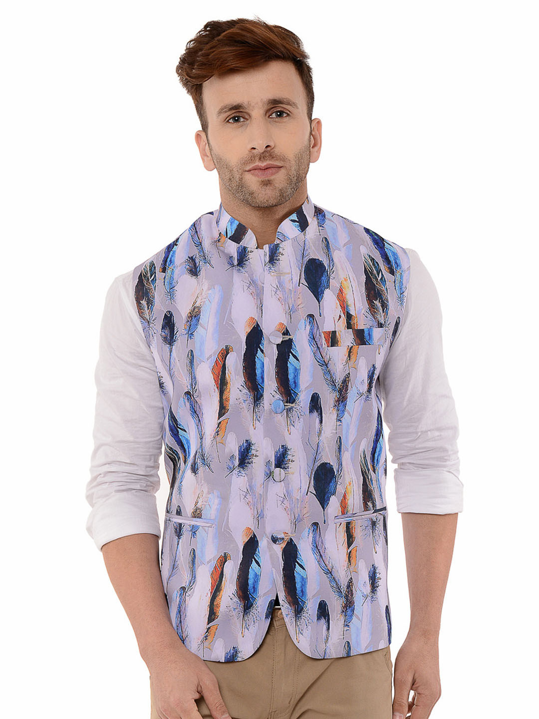 

Hangup Men Printed Nehru Jacket, Purple