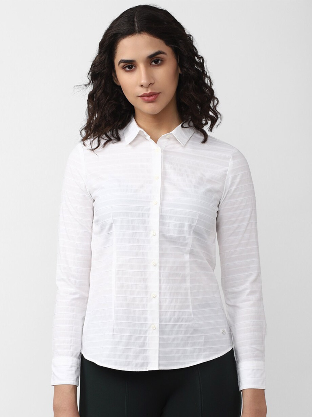 

Van Heusen Woman Horizontal Stripes Formal Shirt, White