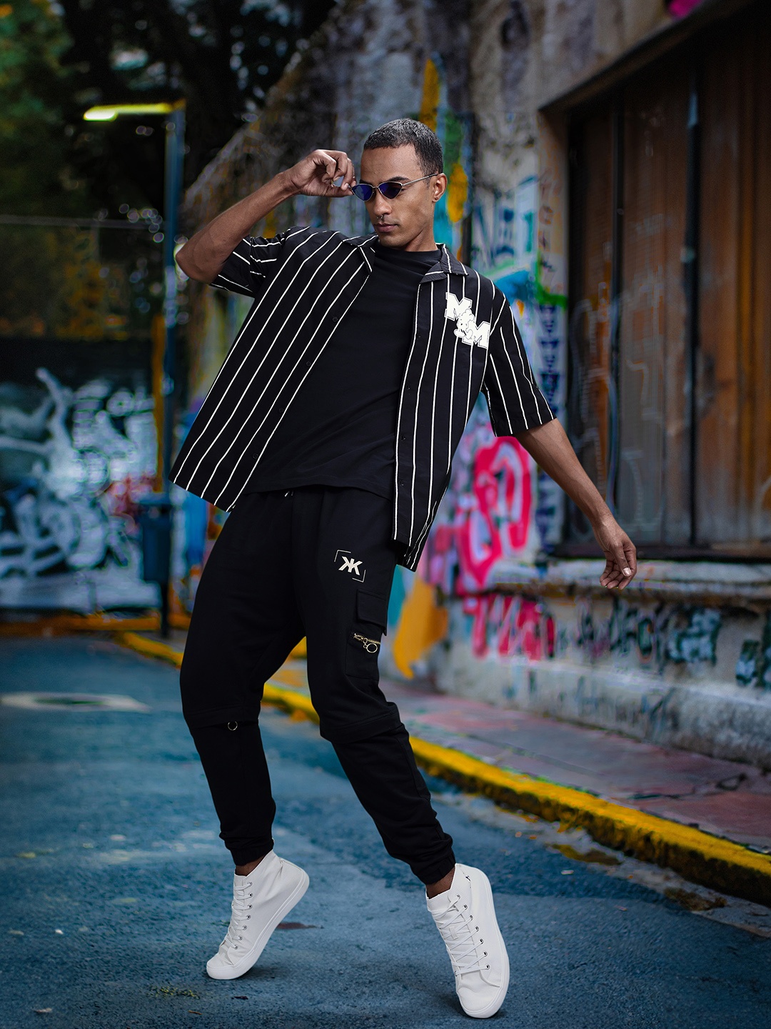 

Kook N Keech Inky Black Al-Clusive Clubhouse Striped Pure Cotton Shirt