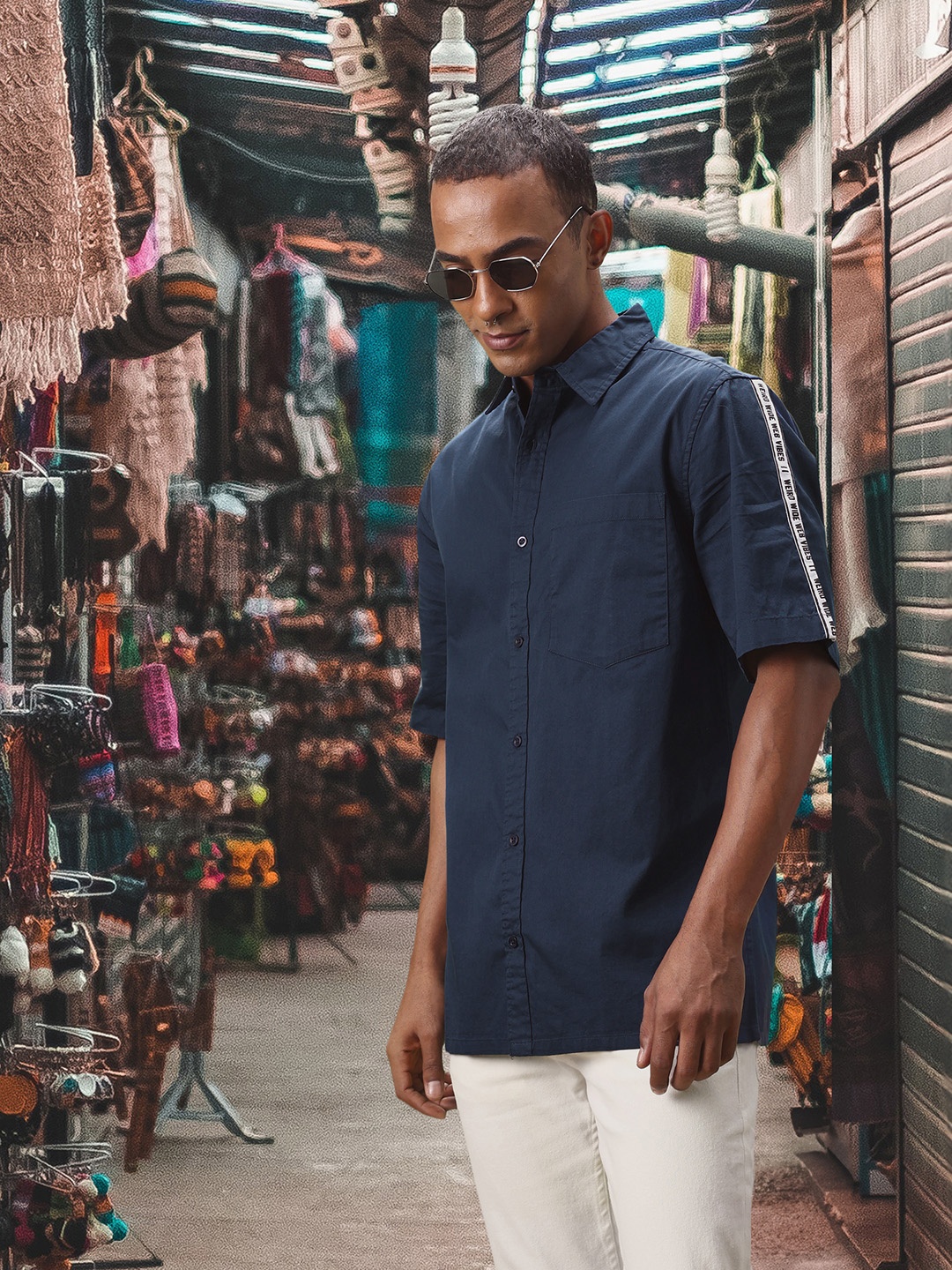 

Kook N Keech Pure Cotton Relaxed Casual Shirt, Navy blue