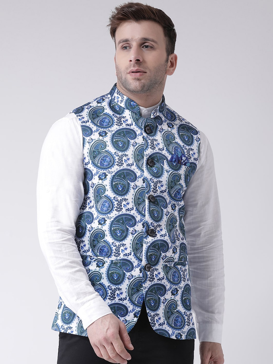 

hangup trend Men Printed Nehru Jackets, White