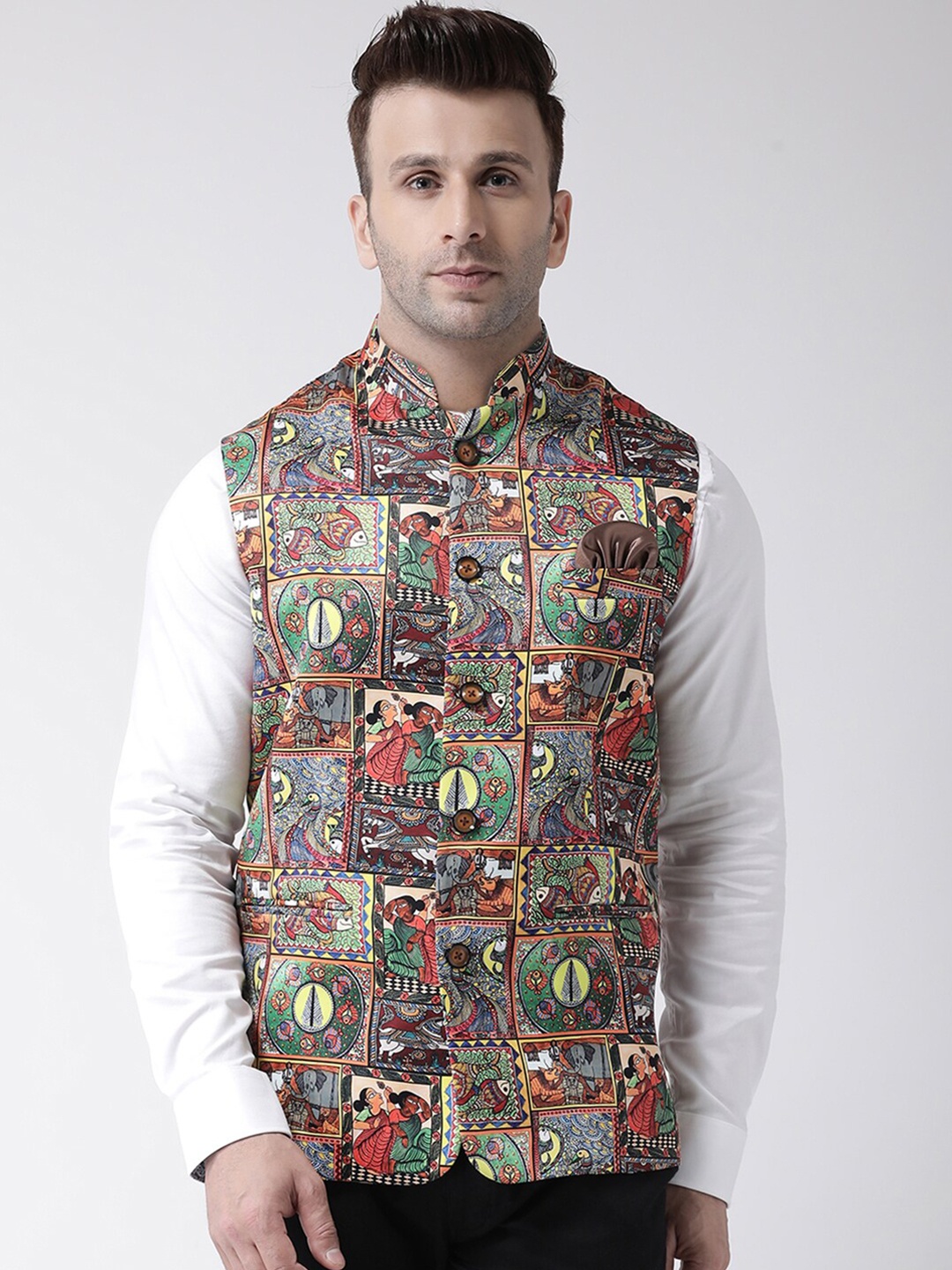 

hangup trend Men Printed Nehru Jacket, Red