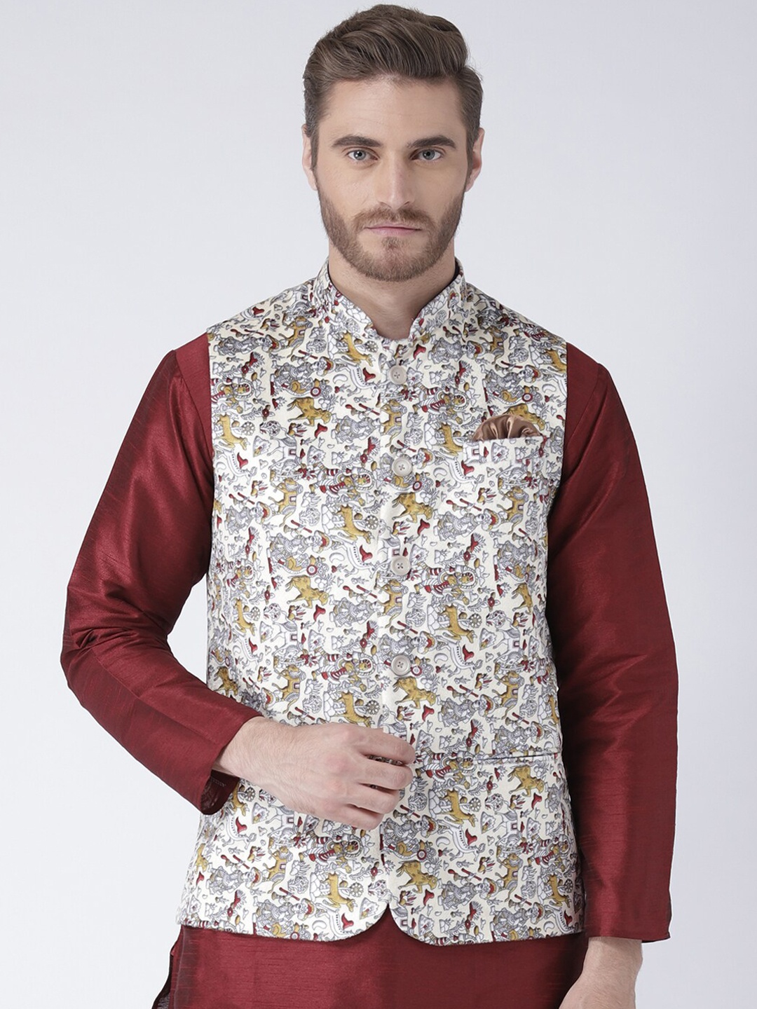 

hangup trend Men Printed Nehru Jackets, Multi