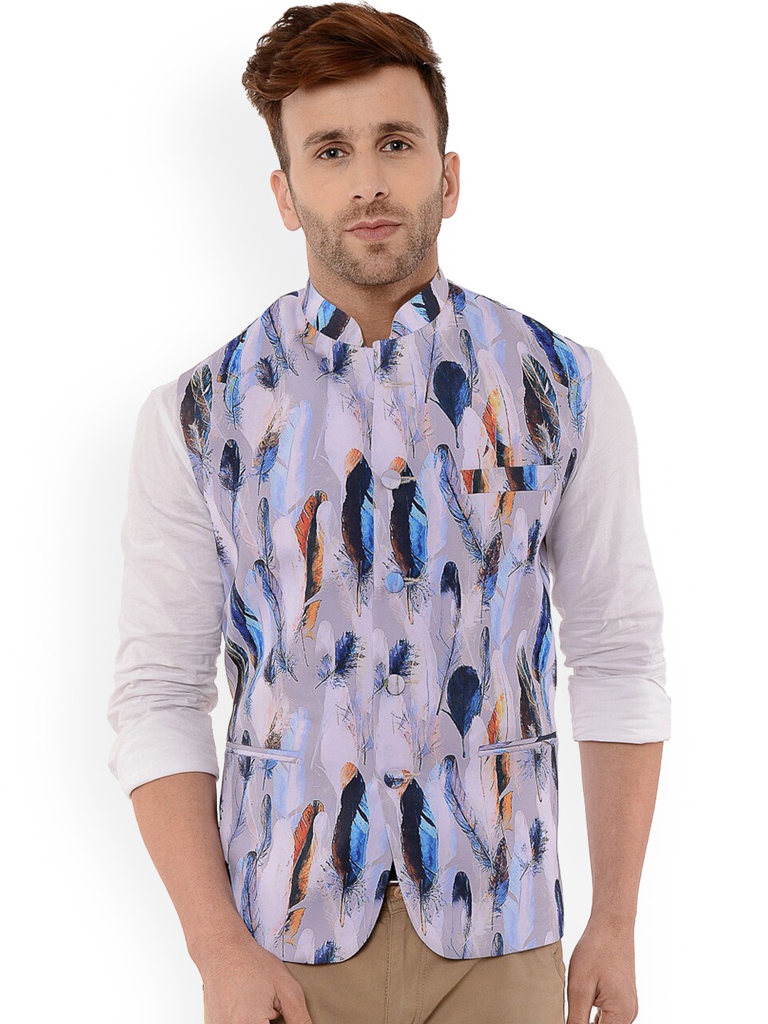 

hangup trend Men Printed Nehru Jackets, Purple