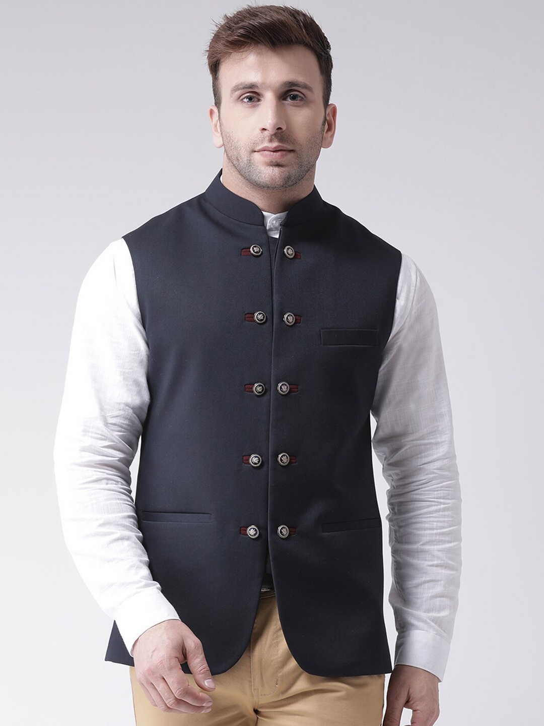 hangup trend Men Formal Nehru Jackets, Navy blue